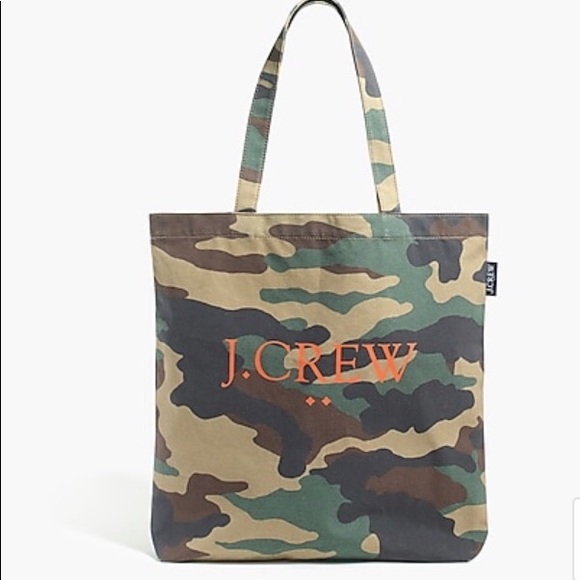 J. Crew Camouflage Logo Cotton Everyday Tote - Picture 9 of 9